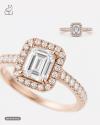 Verlobungsring mit rechteckigem Diamant und seitlichem Diamantbesatz